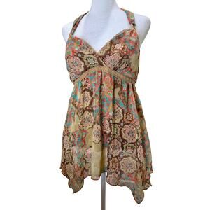 Jordache Y2K Babydoll Hanky Halter Top Crochet Juniors Size 11/13 Fairy Boho